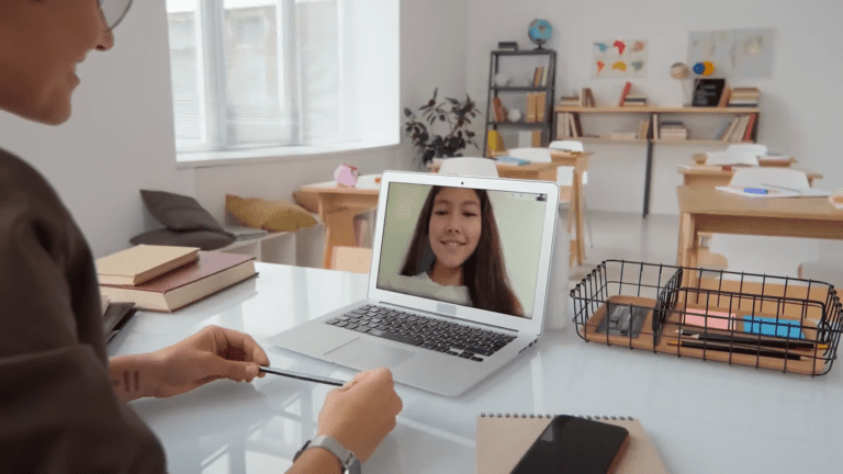 A Tutor and Student Discuss College Prep Tutoring During a Video Call